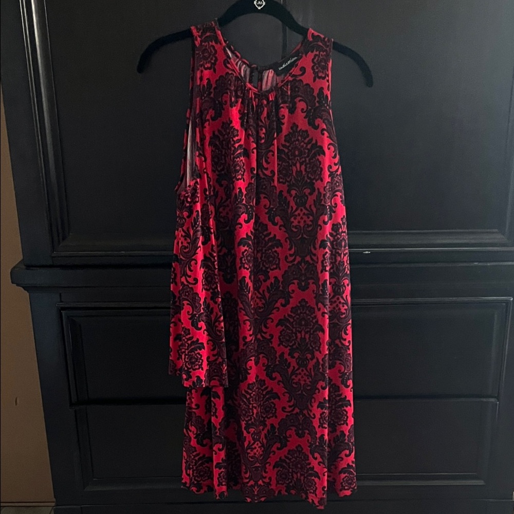 Red and Black Sleeveless Dress